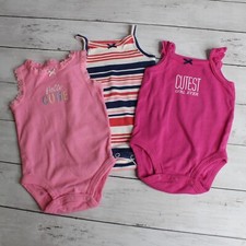 Carter's Baby Girl's One Piece Bodysuit Summer Tops Size 3 Months Lot Pink White