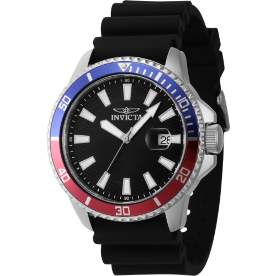 Мужские часы Invicta Pro Diver с черным кварцевым циферблатом и безелем Pepsi 46131