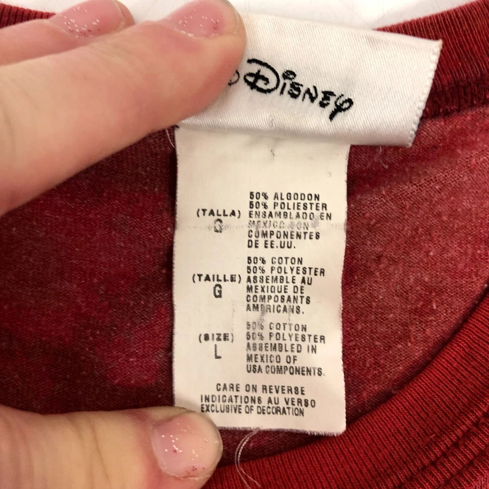 Camiseta De Colección Años 80 90 Walt Disney Rojo Brezo Retro MICKEY MOUSE 50/50 TIMBRE L Foto 3 de 4