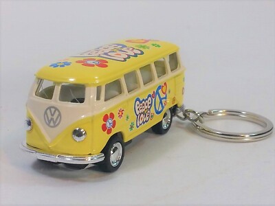 Kinsmart - 1:64 Scale Yellow 1962 Volkswagen Bus Keychain (BBKT2546DFKY)