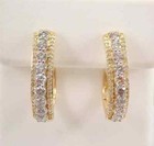 2Ct Lab Created Diamond Round Huggie Hoop Earrings 14K Yellow Gold Silver Plated