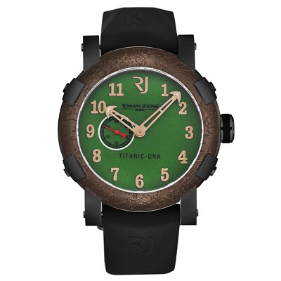 Romain Jerome Mens 'Titanic' Green Dial Black Rubber Strap Watch RJ.TI.AU.603.20
