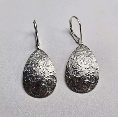 Atemberaubende Sterling Silber JCM Jacmel Mauritius Ohrhänger 925 Schnörkelarbeit 