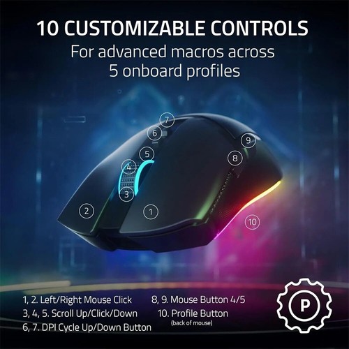 Razer Cobra Pro Wireless Gaming Mouse Chroma RGB Lighting 30K Optical Sensor - Picture 7 of 10