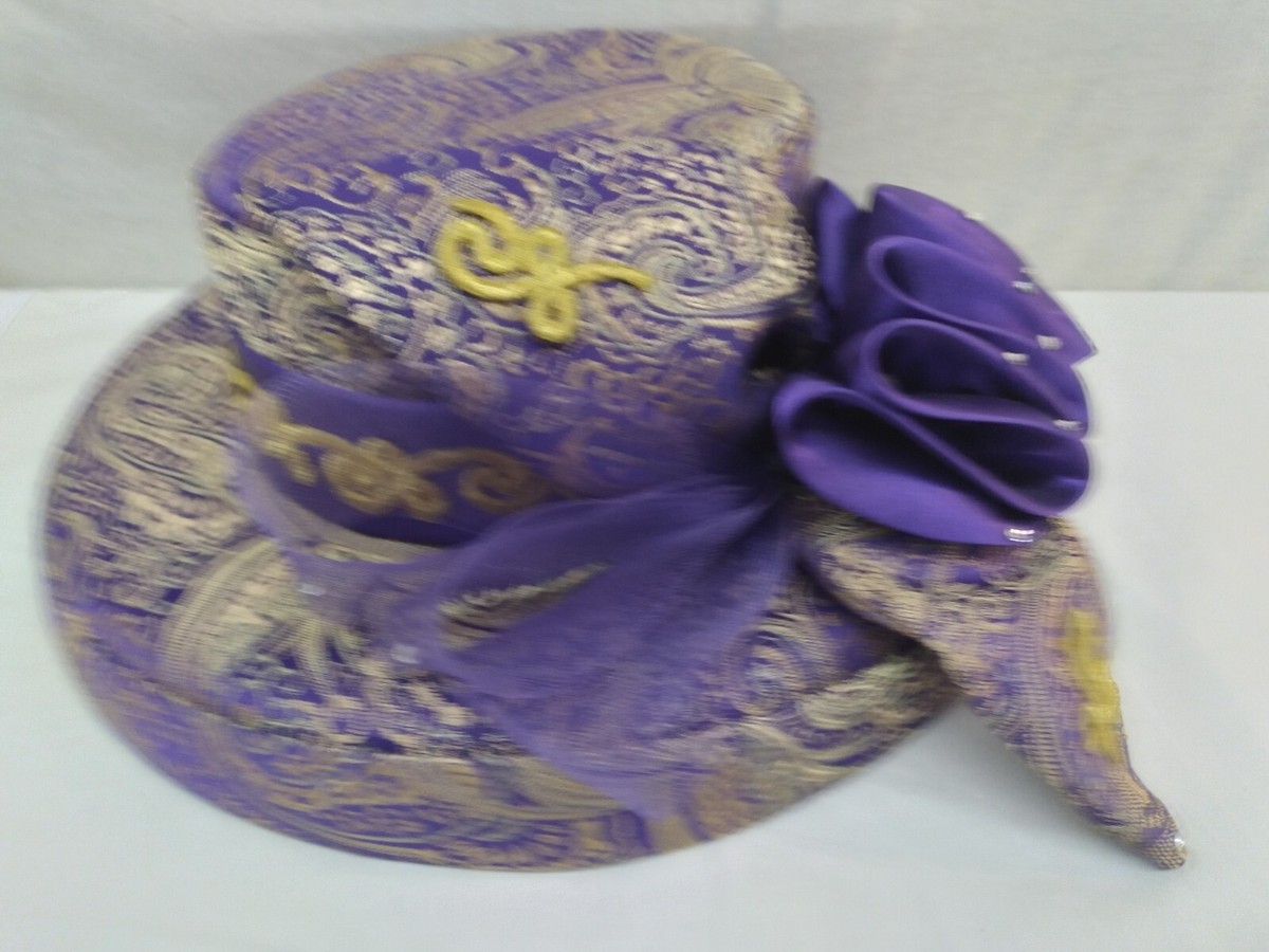 Elegant Purple Women\'s Hat with Gold Accents Lilac Church Hats - Etsy main image 4