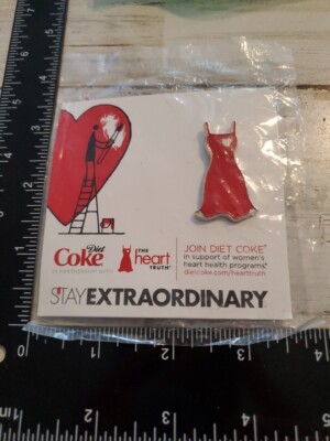 diet coke red dress DIET COKE THE LITTLE RED DRESS HAT LAPEL PIN THE HEART TRUTH 2011 COCA COLA  Zj