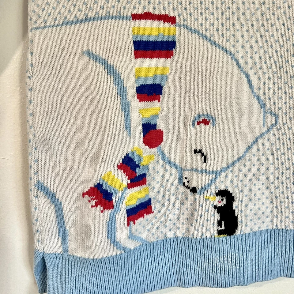 Lands End Girls Size Medium 10-12 Baby Blue Polka Dot Polar Bear Sweater Shirt - Изображение 4 из 4