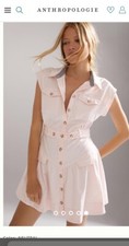 anthropologie dress 10 Button Front Mini Pink