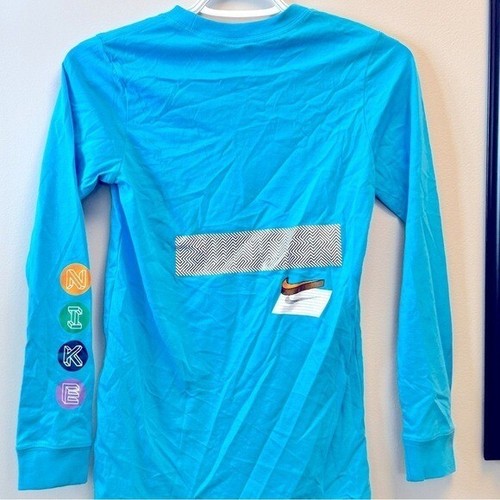 Nike Big Kids Sportswear Relaxed Fit Printed T-Shirt Baltic Blue Size L - Picture 6 of 6