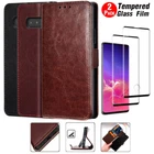 For Samsung Galaxy S10 Plus/S10/S10E Leather Wallet Case Cover / Tempered Glass