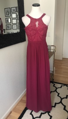 knee length dresses for ladies Bariano Lace Up Gown Fuchsia