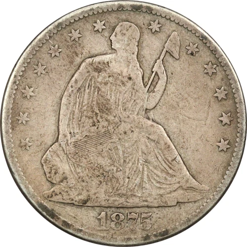 1875-S Seated Liberty Half Dollar 50C, Very Good VG+