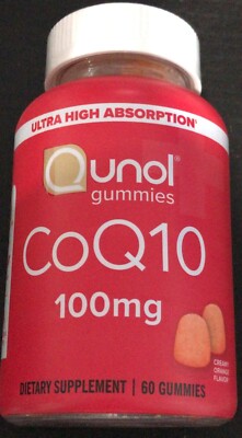 Qunol CoQ10 60 Gummies Ultra-High Absorption, 100mg Heart Health Exp.01/2025+(M6