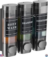 Wall Mounted Shower Soap Dispenser No Drill Shampoo Conditioner 3x300ml Gray