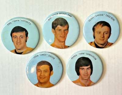 1970 NHL Boston Bruins Pins Bobby Orr Phil Esposito Sanderson Bucyk Cheevers Set