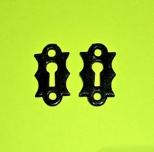 Lot Of 2 Black Scaloped Victorian  Key Hole Escutcheon Plates New-old Stock 