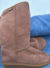 Emu Australia Bronte Hi Women's Boot Size 8 Brown Suede 100% Wool Lining Sherpa