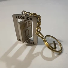 Vintage Key West Florida Mile Marker 0 Rectangular Souvenir Keychain