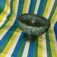 Haeger USA #3976 Green Pedestal Ribbed Fruit Bowl Footed Compote Planter/ Used