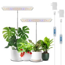 Full Spectrum LED Grow Light for Indoor Plants - Adjustable Height, Timer, 2