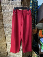 Vintage 60s 70s Women s Red Soft Wool Pants Measurements In Details