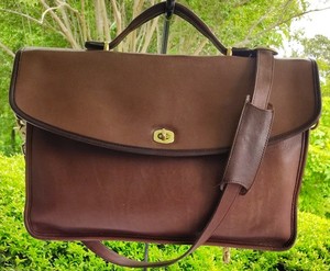 バッグ COACH 2way leather briefcase business A4 Genuine Vintage COACH Tan Leather Lexington Briefcase Messenger