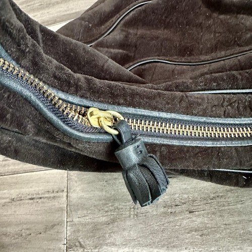 Vintage Y2K Juicy Couture Kroko-Prägung Velour XL Schultertasche Handtasche dunkelbraun - Bild 6 von 14