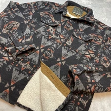 Jachs Wool Blend Jacket Shacket Mens XL Black Southwestern Heavy Sherpa Pockets