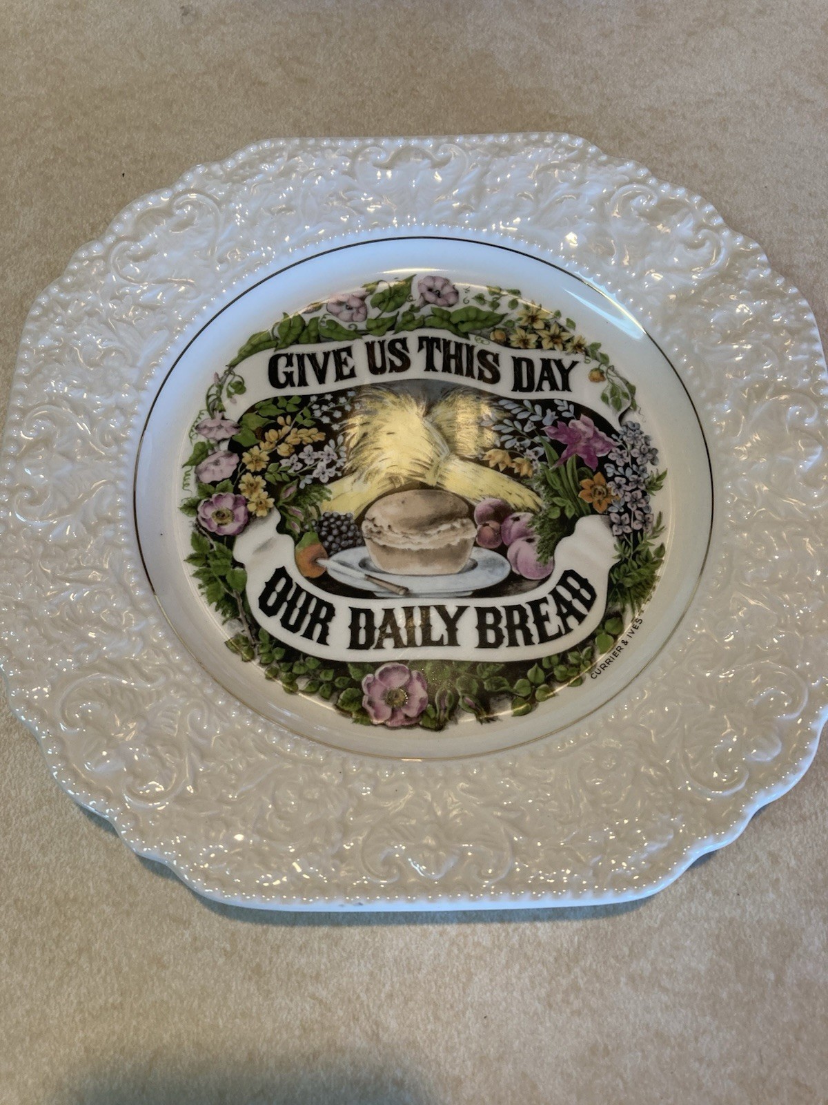 Give Us This Day Our Daily Bread Lord Nelson Pottery 8 1/4" Currier & Ives Plate