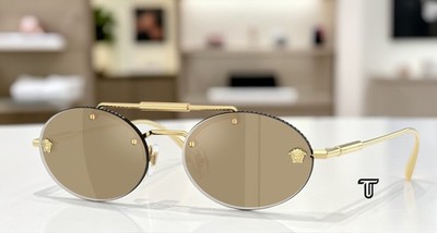 VERSACE VE2295 K00303 Gold Plated Mirror Real Yellow Gold 56mm Womens Sunglasses