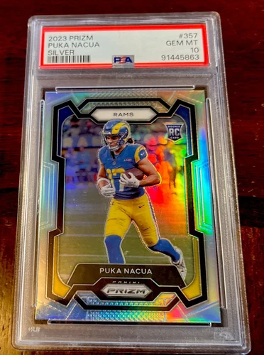2023 PANINI PRIZM PUKA NACUA ROOKIE SILVER RAMS #357 GEM MT PSA 10