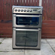 Hotpoint HUG61 Dual Cooker Silver Freestanding 60cm 4-Burner Double Oven