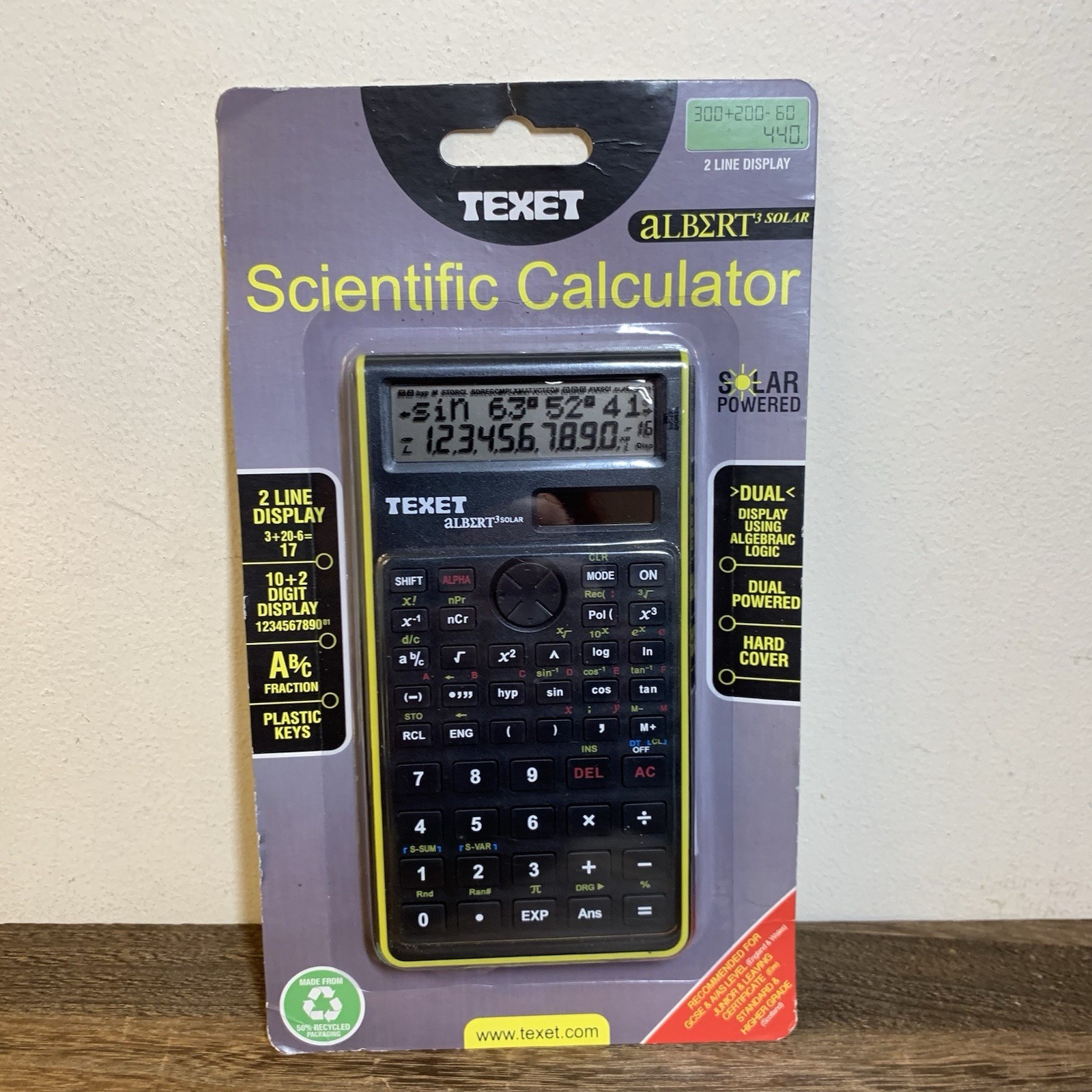 Texet Albert 3 Solar Scientific Calculator New
