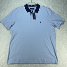 Nautica Polo Shirt Mens Size Medium Ice Blue Short Sleeve Cotton Shirt NWT