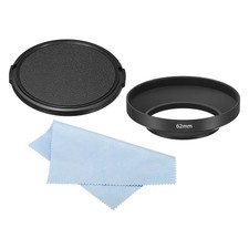 62mm Lens Hood, Wide Angle Matte Surface Hood with Cap and Cleaning Cloth