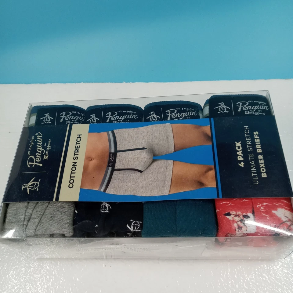 Paquete de 4 calzoncillos boxer elásticos de algodón originales Penguin de Munsingwear pequeños Foto 3 de 4