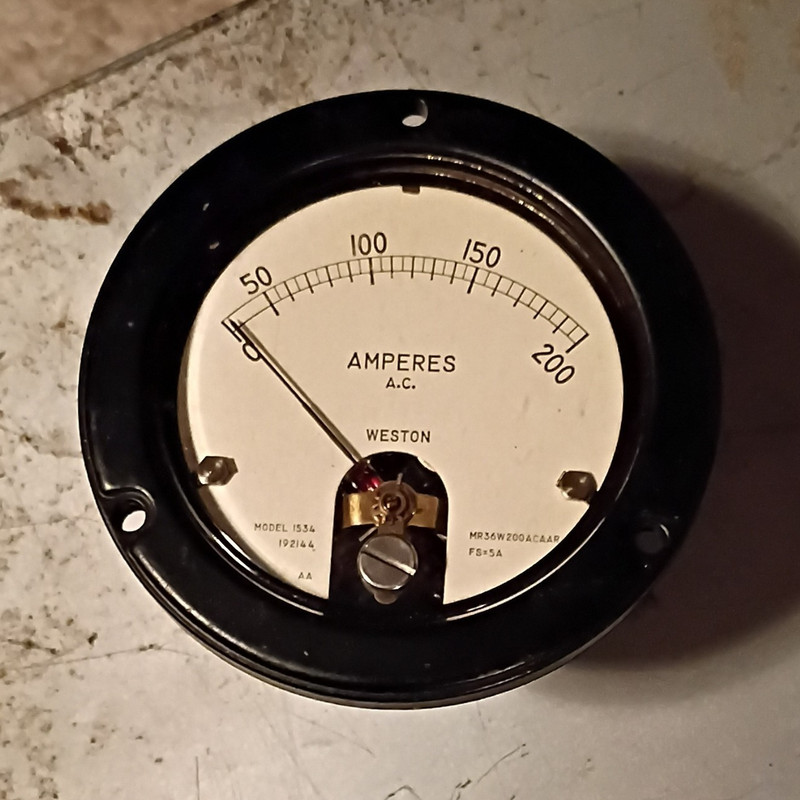 Weston 1534 AC Ammeter Panel Meter 0-200A Ruggedized Sealed Model 1534