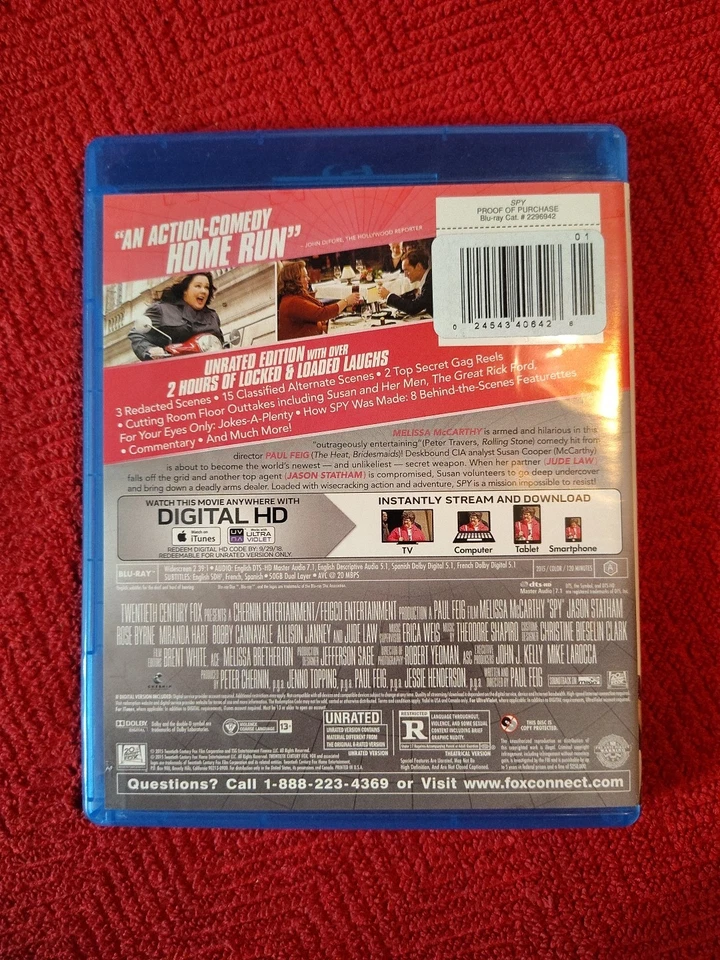 Spy (Blu-ray Disc, 2015, Unrated) - Image 2 of 3