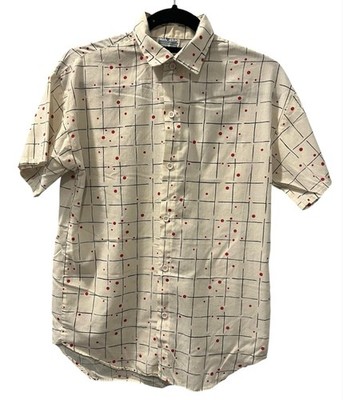 VTG 80s Favorites Abstract Grid Shirt Small Mid Century Memphis Geo Polka Dot