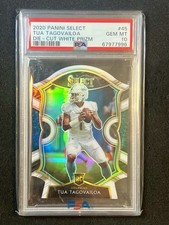 2020 Select Tua Tagovailoa Rookie Card RC White Prizm Die Cut PSA 10. rookie card picture