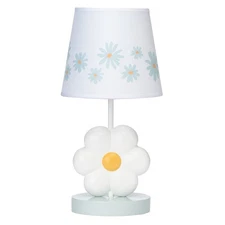 Lambs & Ivy Sweet Daisy White Floral Nursery/Child Lamp with Shade & Bulb