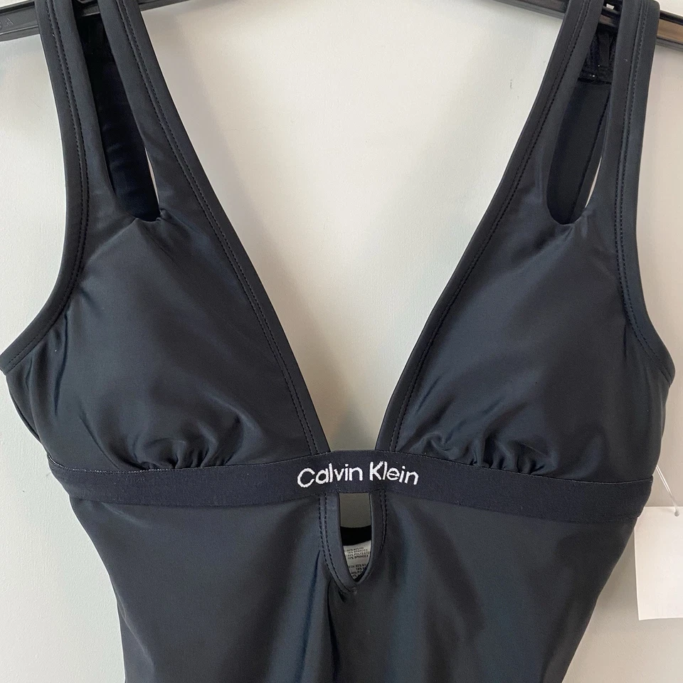 Calvin Klein Swimwear Women's Logo V-Neck Cut Out One Piece Swimsuit Size S - Image 4 of 4