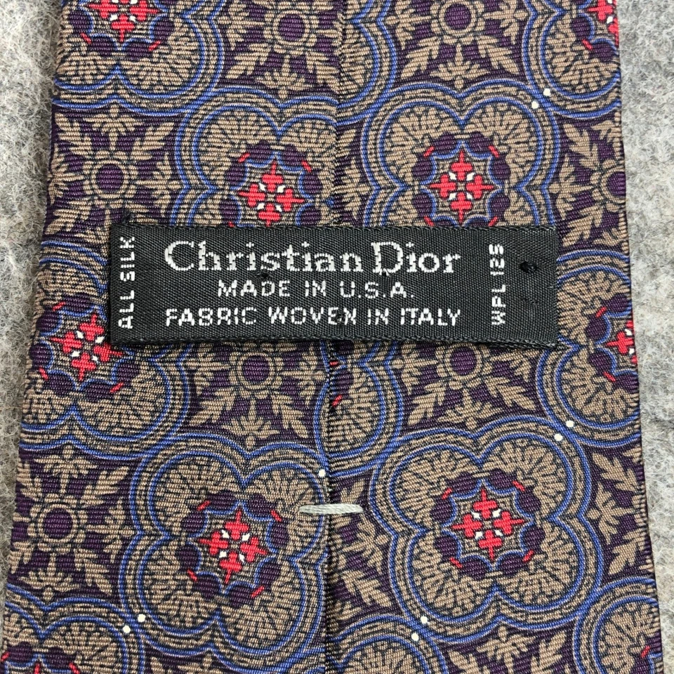 Christian Dior шелковый галстук мужской синий красный геометрический узор Италия - Изображение 4 из 4