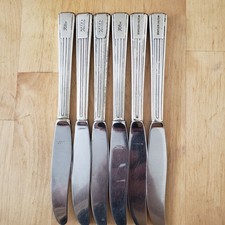 6 ANTIQUE COLLECTIBLE Knives , 8.5" , HOLLOW SILVER PLATE, JAPAN- HILTON HOTEL,
