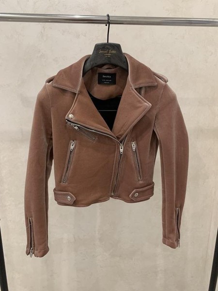 Women Bershka Jacket Brown Velvet XS