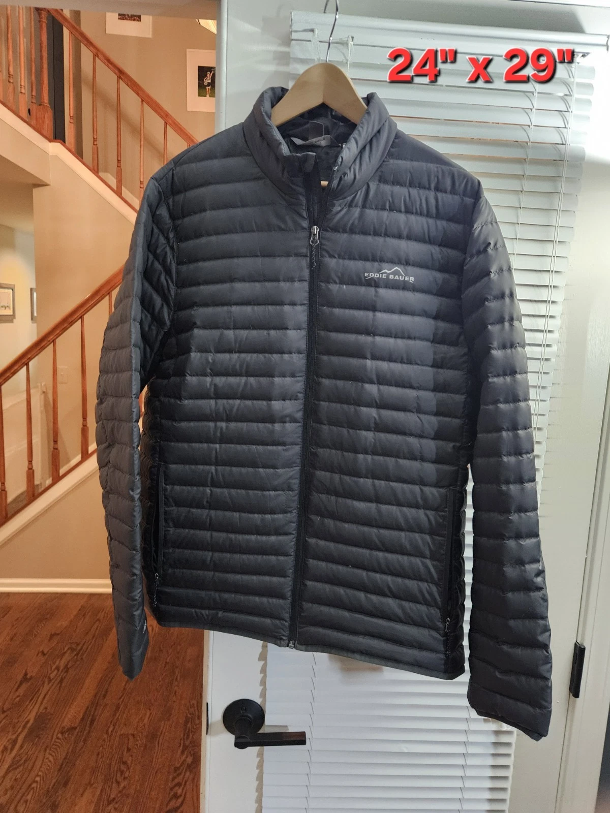 Eddie Bauer Jacket EB650 Down Quilted Puffer Packable Outdoors Gray Men's Large