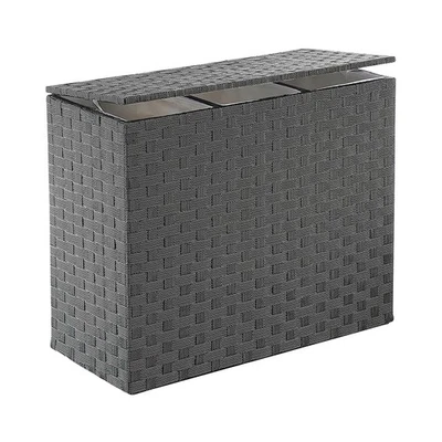 Wäschesortierer Wäschesammler Wäschepuff aus Nylon in black-snow mit 3 Fächern - Bild 1 von 4