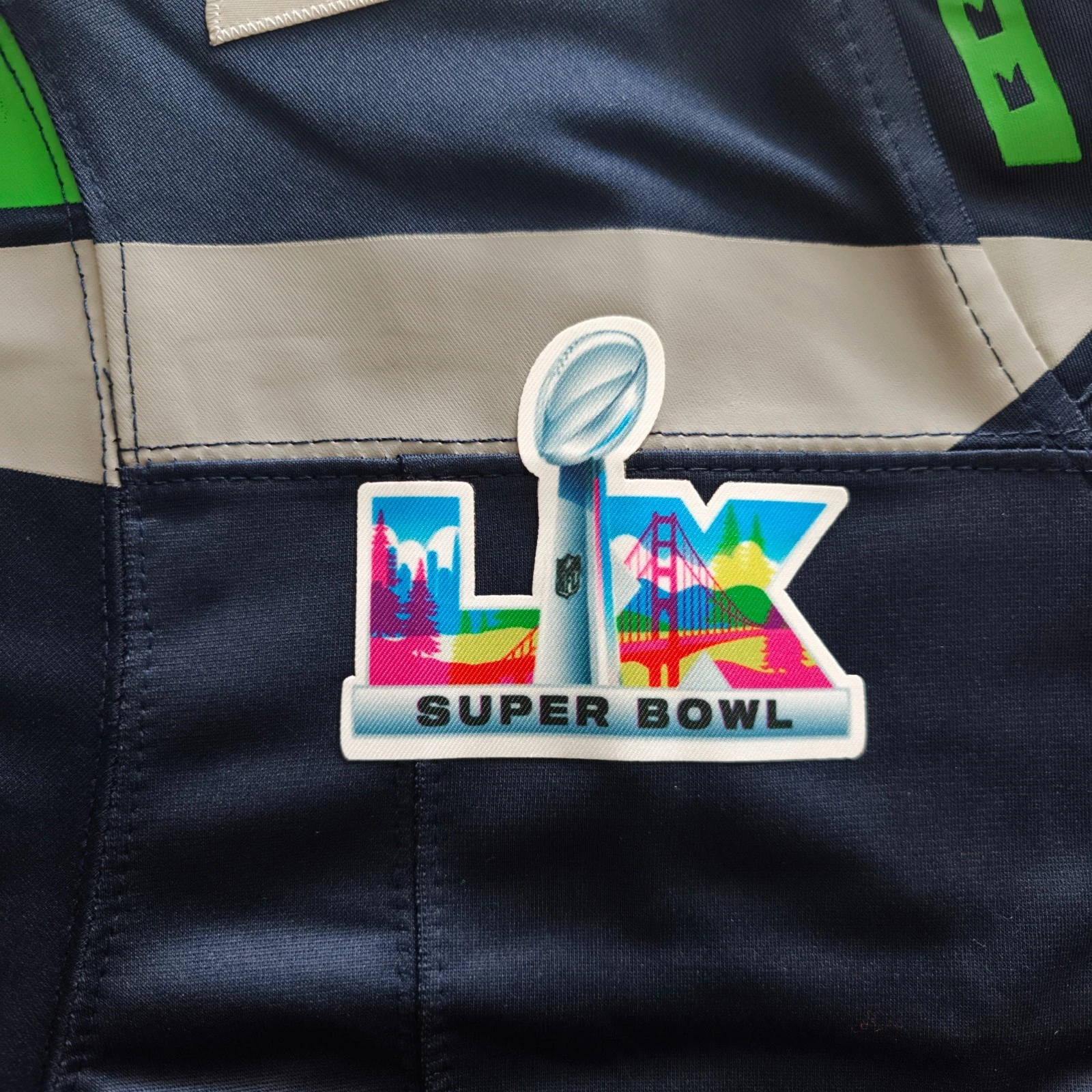 Men's Seahawkss Jaxon Smith-Njigba Super B.owl LX Patch Game Navy Jersey