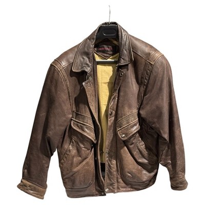Vintage Mirage Brown Leather Flight/Bomber Jacket - Distressed
