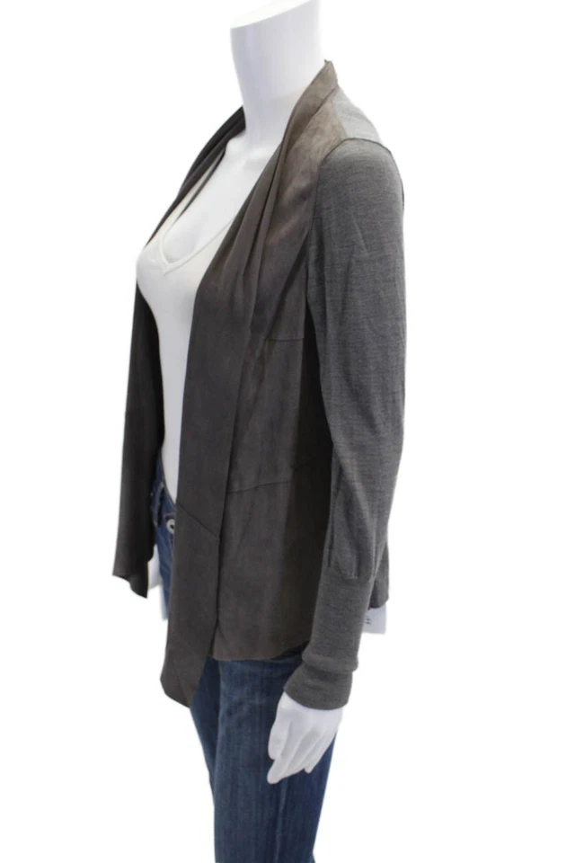 Cárdigan tejido rivamonti para mujer frente abierto gamuza gris lana pequeño Foto 2 de 4